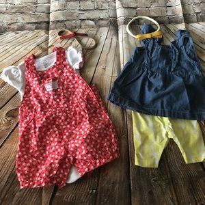 Baby girl 3 months romper +denim set +2 headbands
